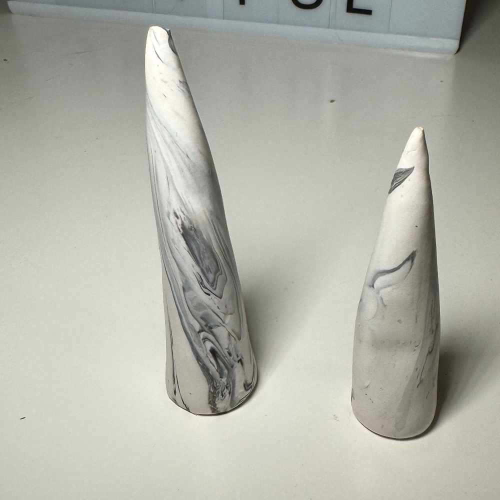 Ring Cone Clay Set- Ring Display - White Marble Decor - Jewelry Display